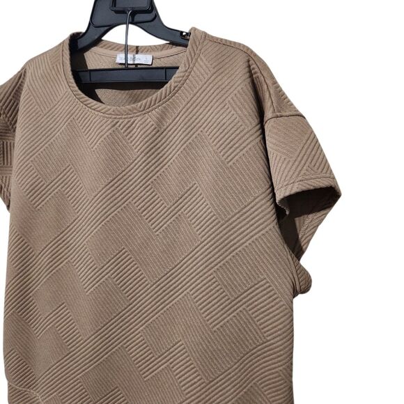 See and be Seen Women Top And Pants Size Large Light Brown Elastic Waist Pockets - Picture 3 of 15